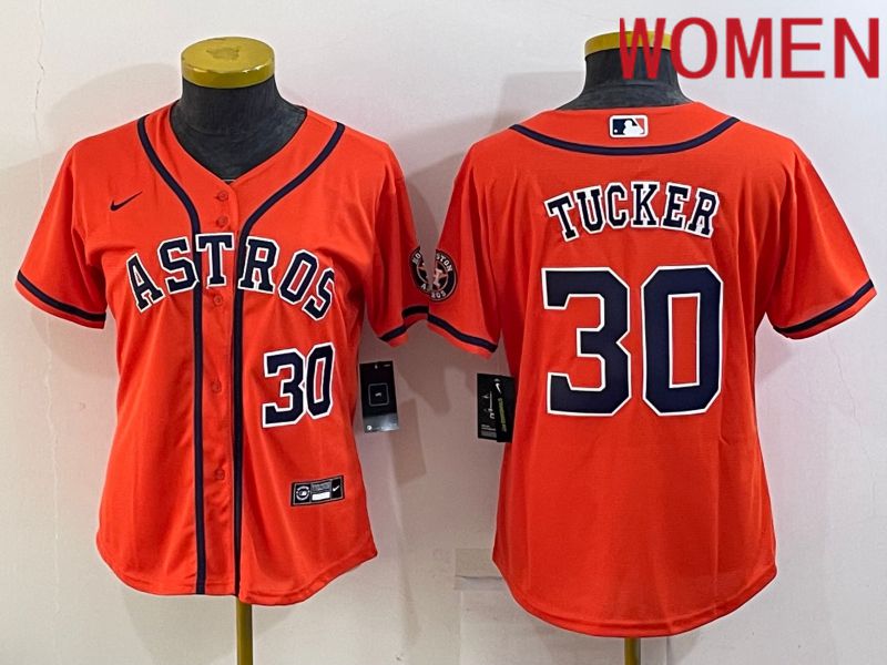 Women Houston Astros #30 Tucker Orange Game Nike 2022 MLB Jerseys->women mlb jersey->Women Jersey